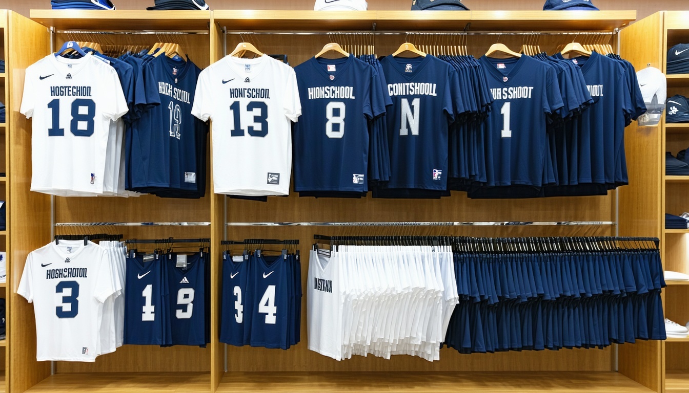 Branded apparel selection for a high school sports team