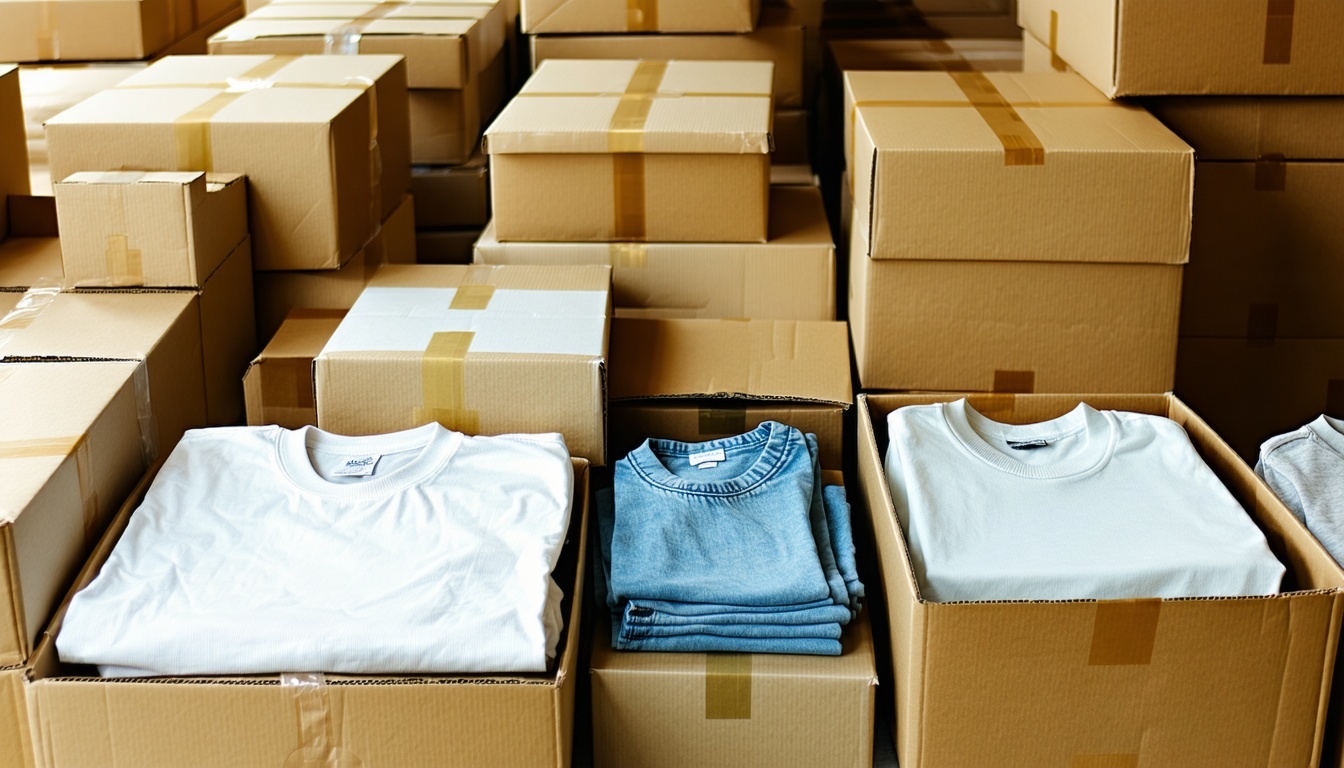 Boxes of drop shipped apparel ready for delivery