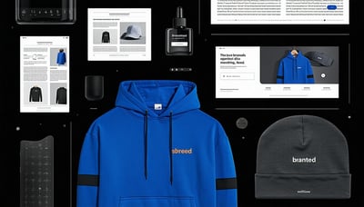 Newsletter illustration showing branded apparel and digital notifications